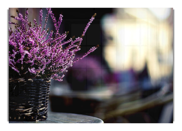 Purple Flowers In A Basket