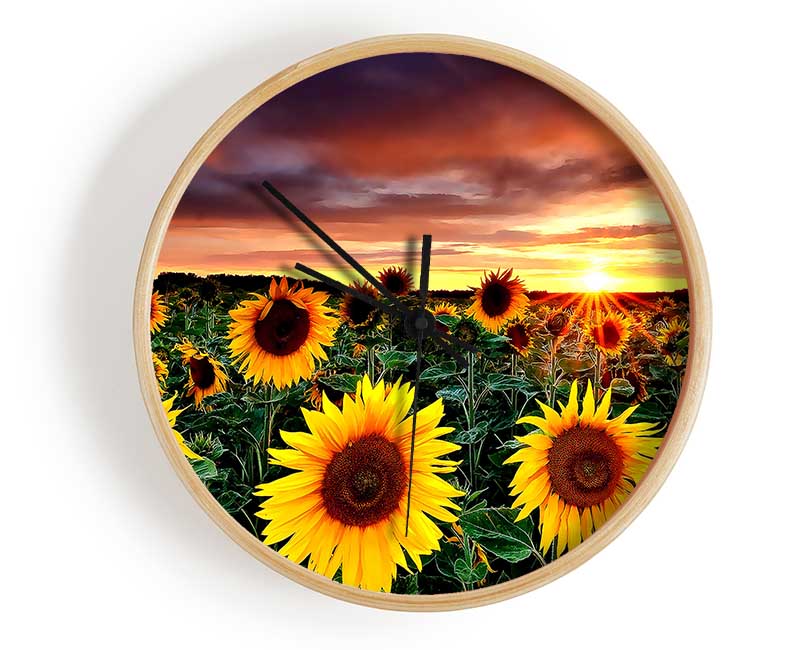 Magic Landscape Sunflower Field Clock - Wallart-Direct UK