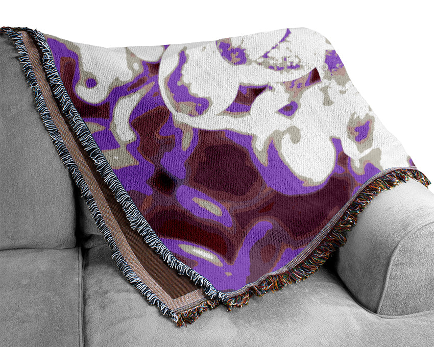 Lilac Flowers Macro Woven Blanket