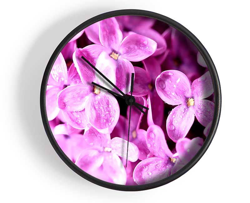 Lilac Flowers Macro Clock - Wallart-Direct UK