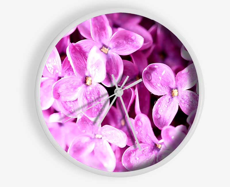 Lilac Flowers Macro Clock - Wallart-Direct UK