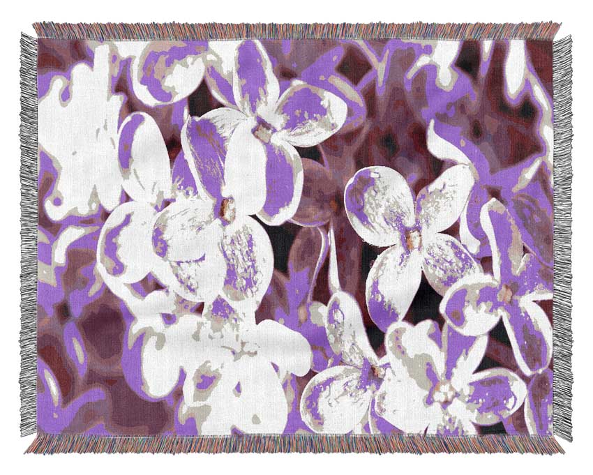 Lilac Flowers Macro Woven Blanket