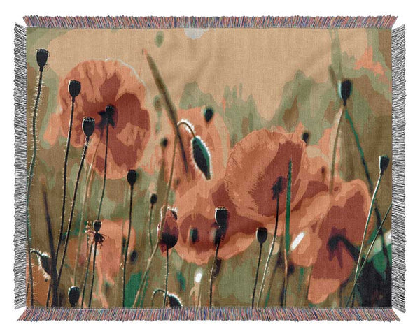 Beautiful Poppies Woven Blanket