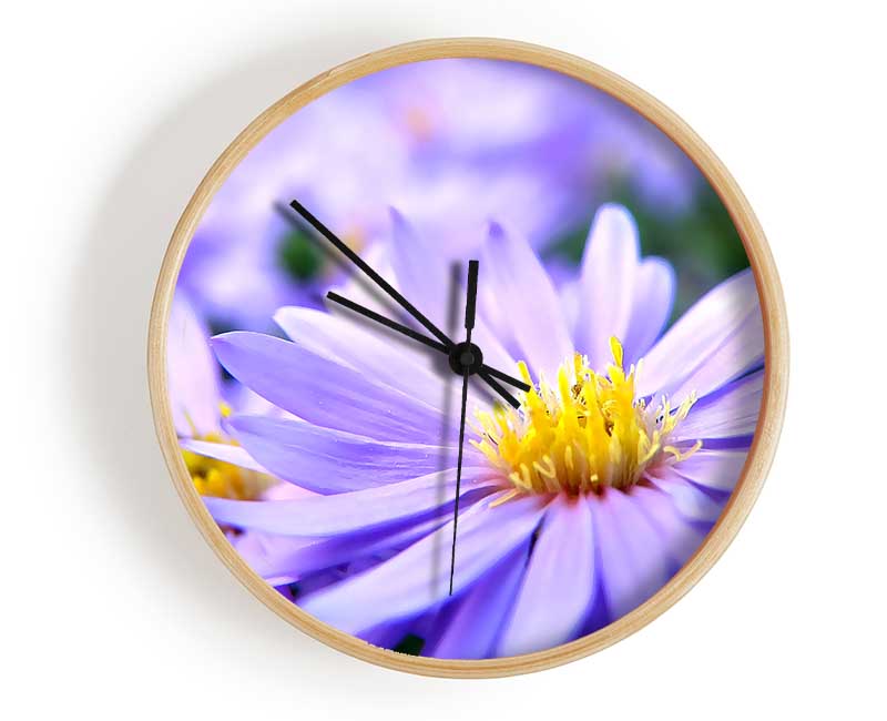 Pretty Violet Flowers Clock - Wallart-Direct UK