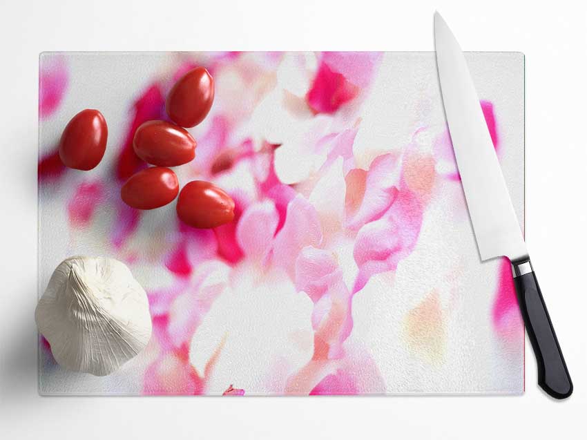 Pink Orchid Galour Glass Chopping Board