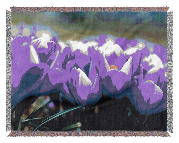 Purple Crocus Garden Woven Blanket