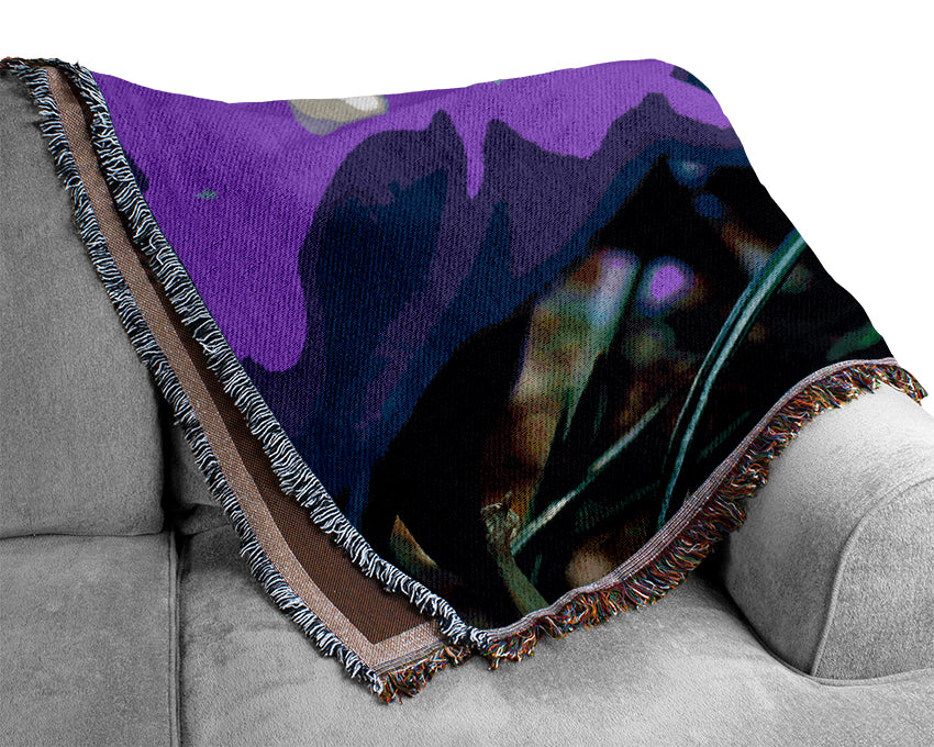 Purple Crocus Garden Woven Blanket