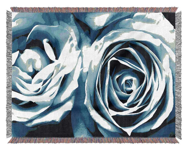 Twin Blue Roses Woven Blanket