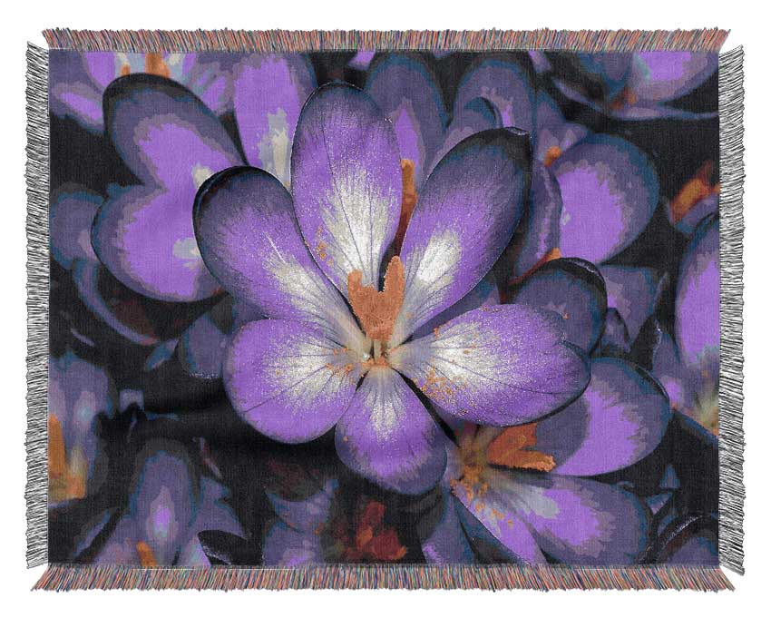 Autumn Purple Crocus Woven Blanket