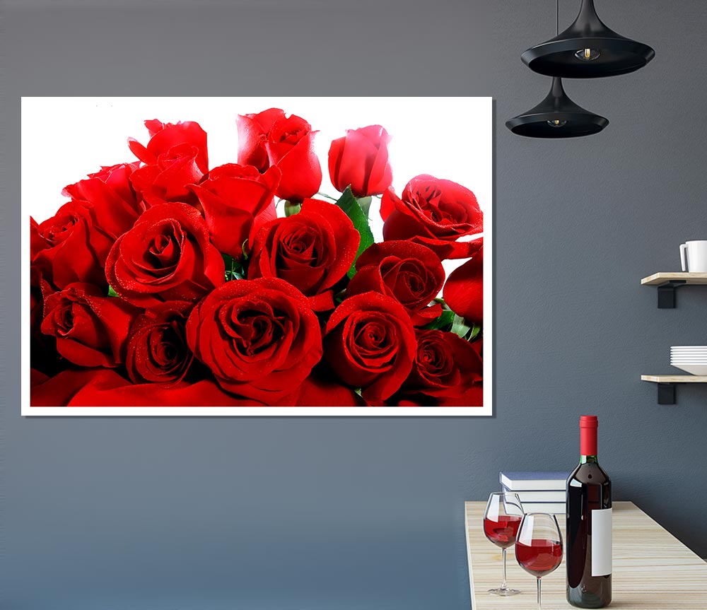 Lovely Red Roses Print Poster Wall Art