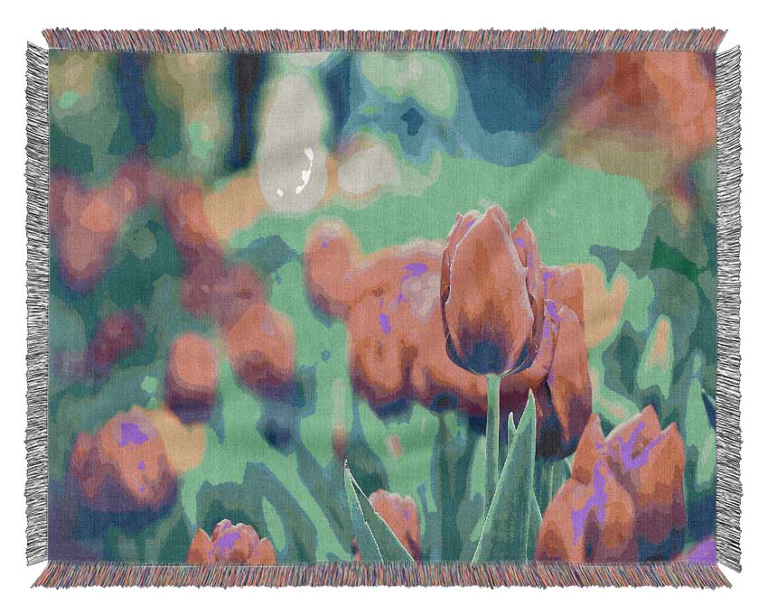 Cerise Tulip Garden Woven Blanket