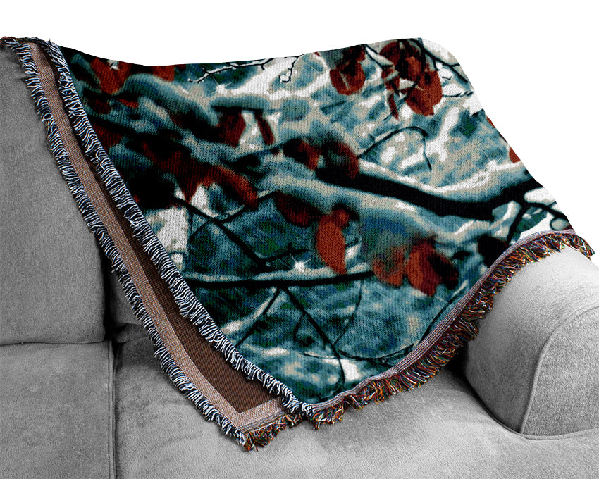 Snow Leaves Woven Blanket