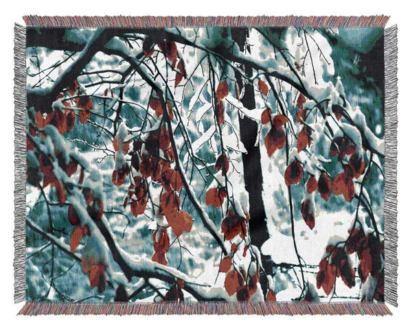 Snow Leaves Woven Blanket