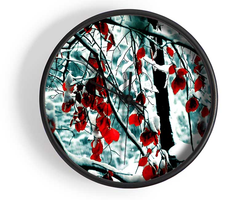 Snow Leaves Clock - Wallart-Direct UK