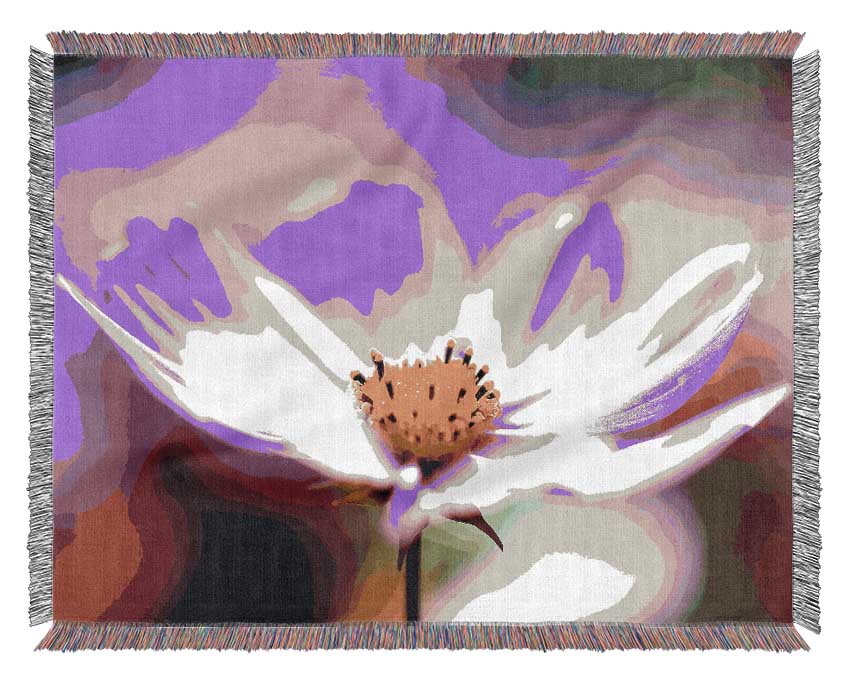 Purple Cosmos Flower Woven Blanket