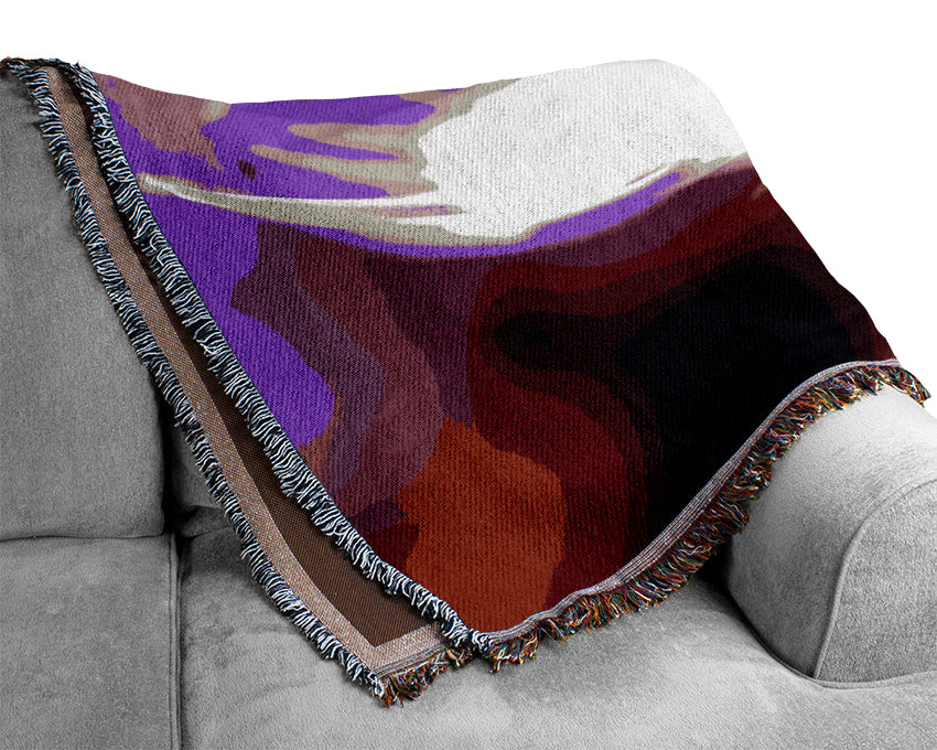 Purple Cosmos Flower Woven Blanket