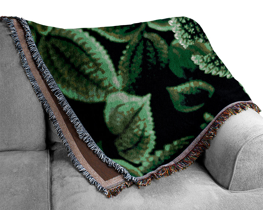 Beautiful Green Leaves Woven Blanket