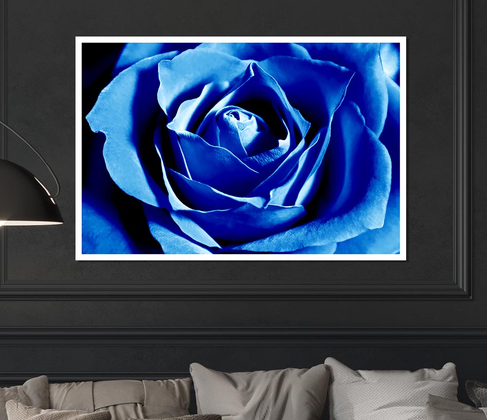 Blue Rose Petals Print Poster Wall Art