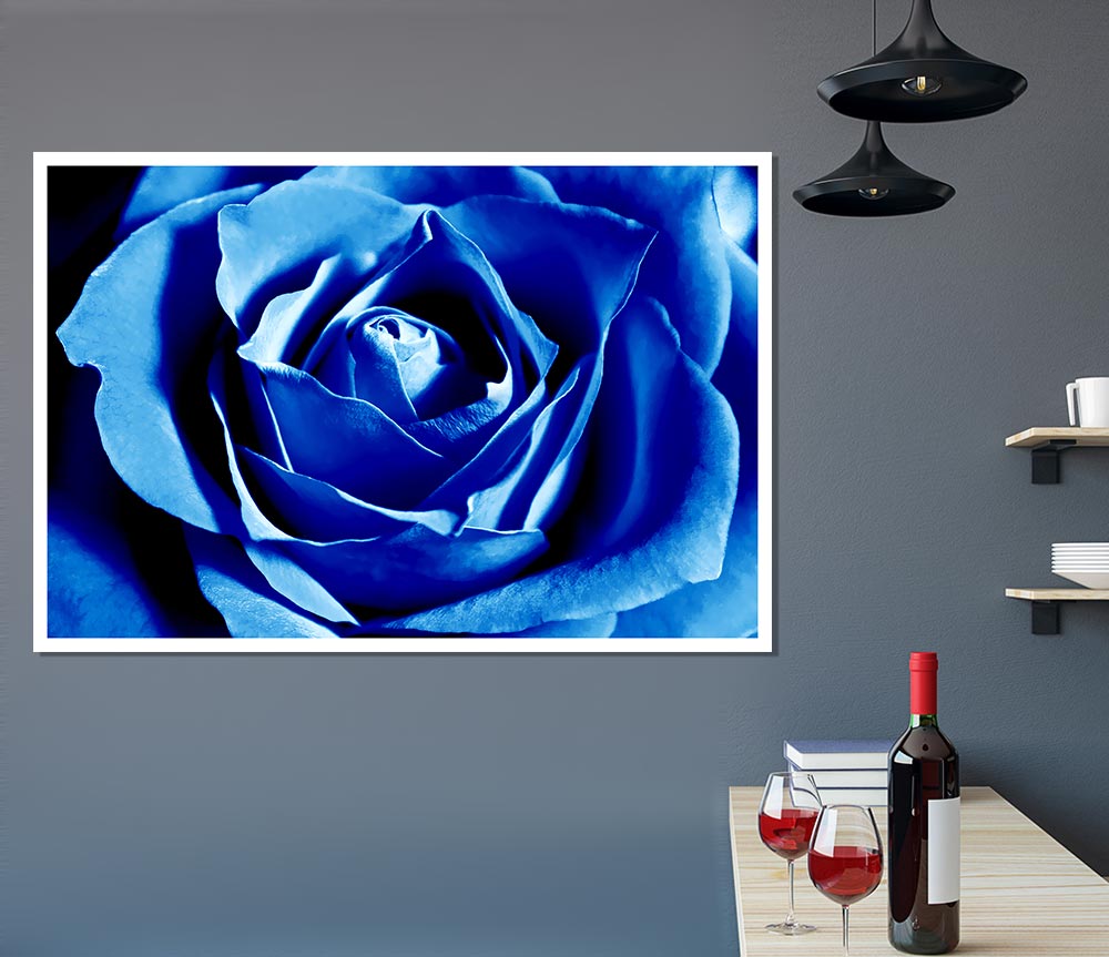 Blue Rose Petals Print Poster Wall Art