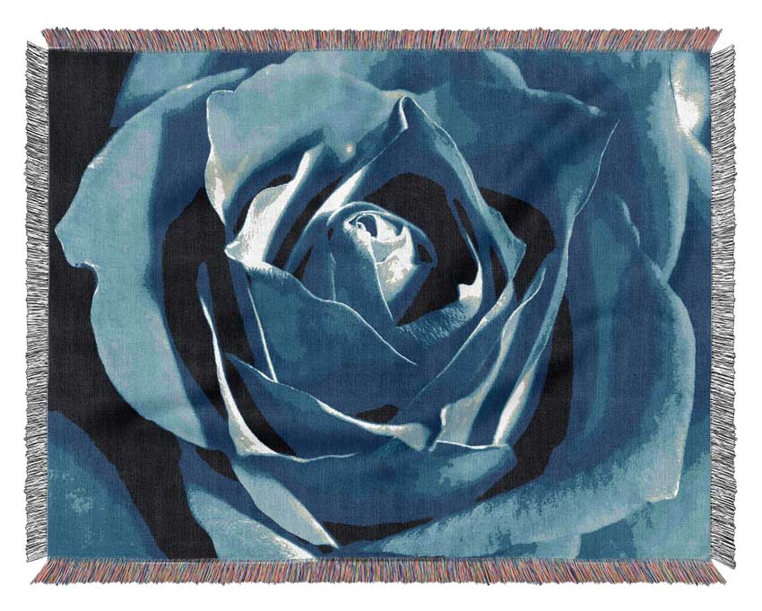 Blue Rose Petals Woven Blanket