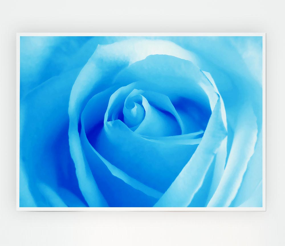 Baby Blue Rose Print Poster Wall Art