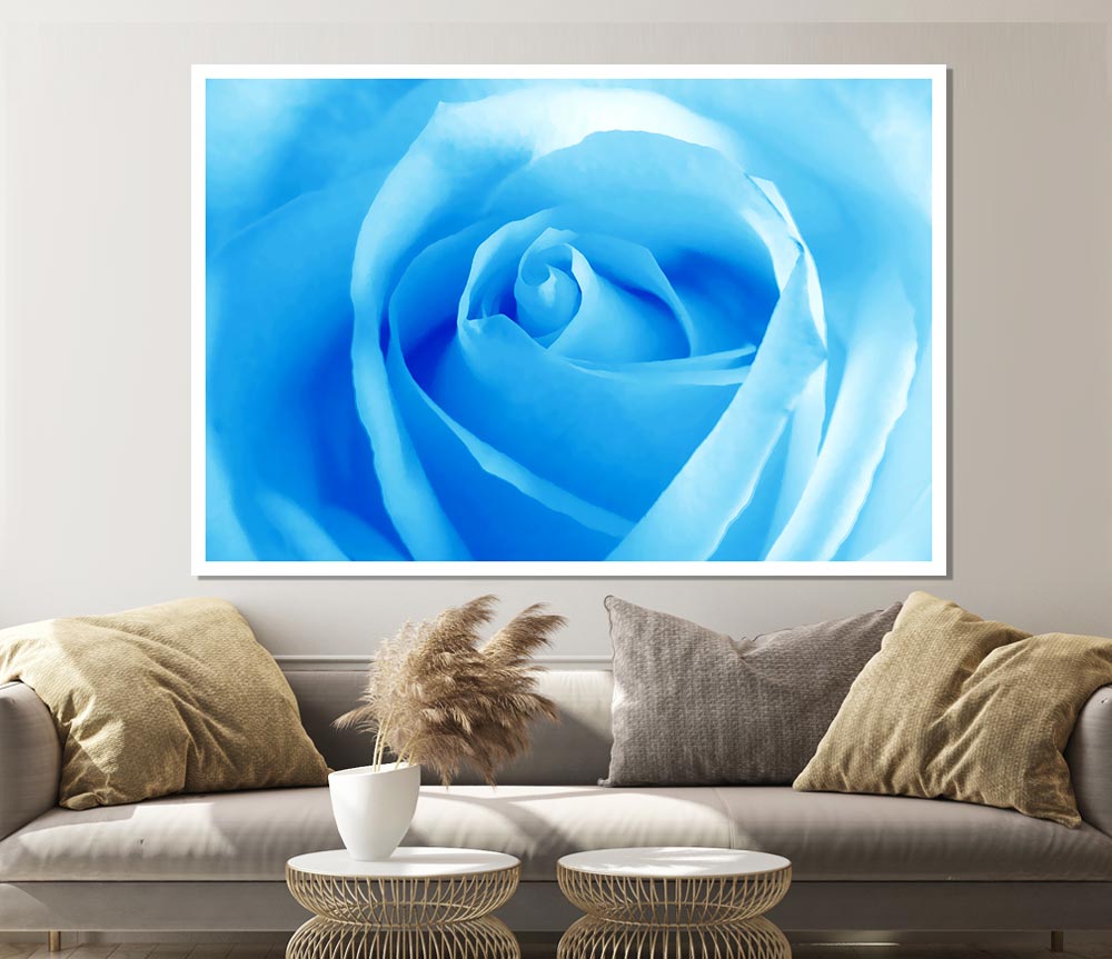 Baby Blue Rose Print Poster Wall Art