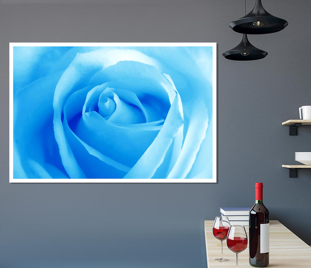 Baby Blue Rose Print Poster Wall Art