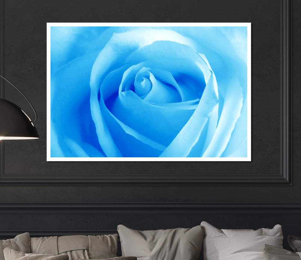 Baby Blue Rose Print Poster Wall Art