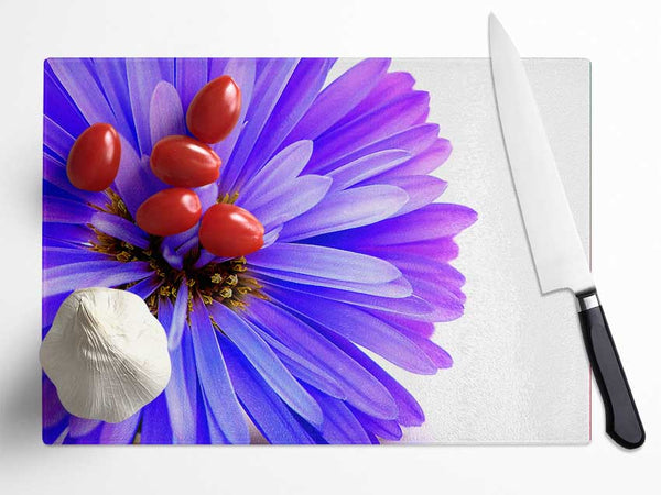 Soft Purple Petals Glass Chopping Board