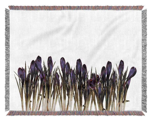 Purple Garden Flowers Woven Blanket