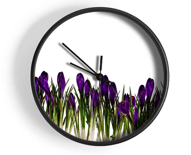 Purple Garden Flowers Clock - Wallart-Direct UK