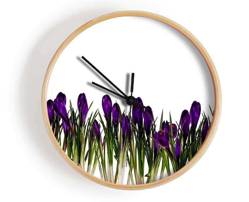 Purple Garden Flowers Clock - Wallart-Direct UK