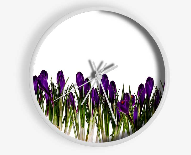 Purple Garden Flowers Clock - Wallart-Direct UK