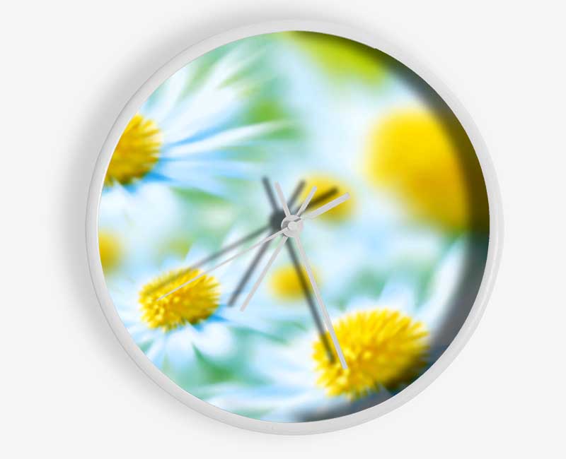 Soft Hue Of White Daisies Clock - Wallart-Direct UK