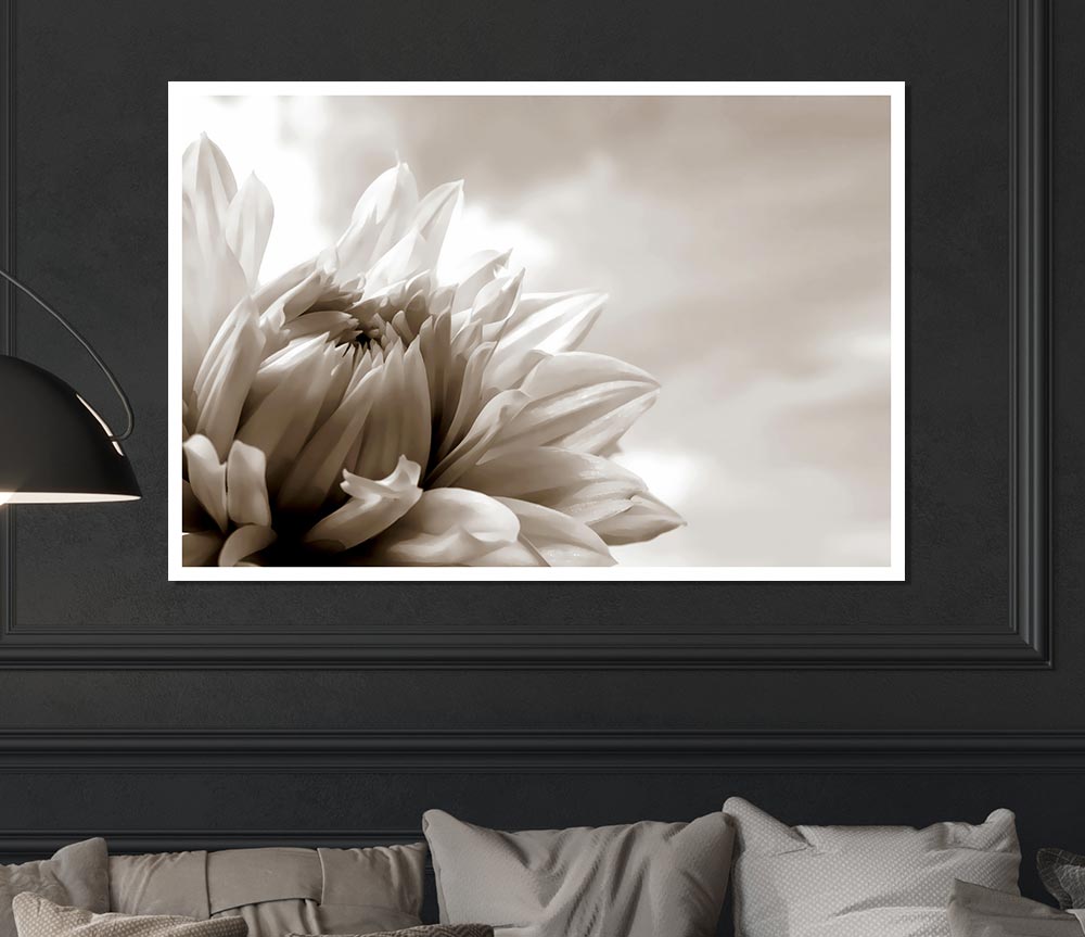 Blossoming Sepia Print Poster Wall Art