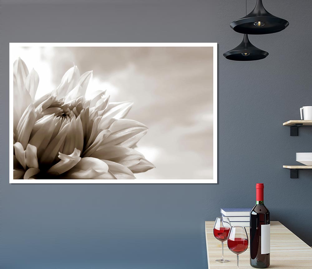 Blossoming Sepia Print Poster Wall Art