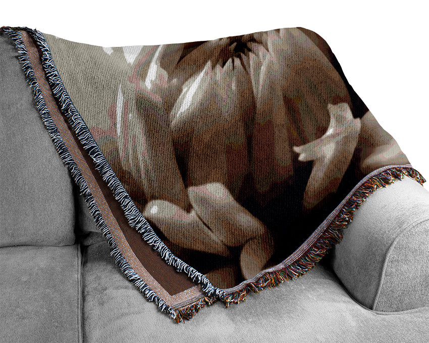 Blossoming Sepia Woven Blanket