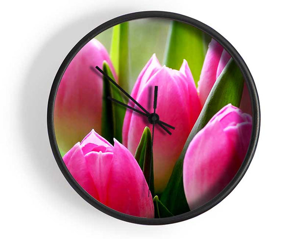 Pink Tulip Garden Surprise Clock - Wallart-Direct UK