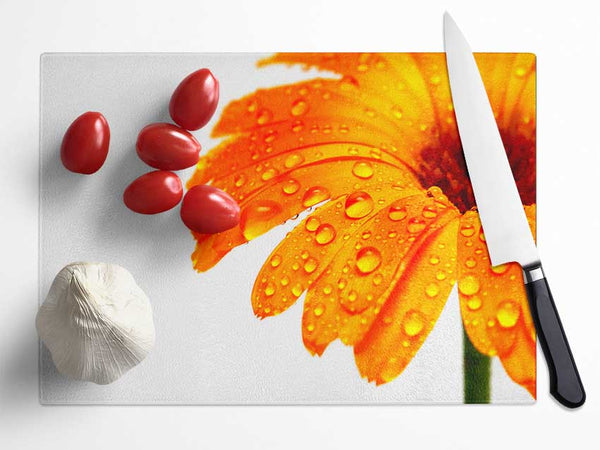 Stunning Fire Glow Petals Glass Chopping Board