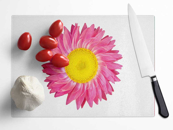 Pink Daisy Twist Glass Chopping Board