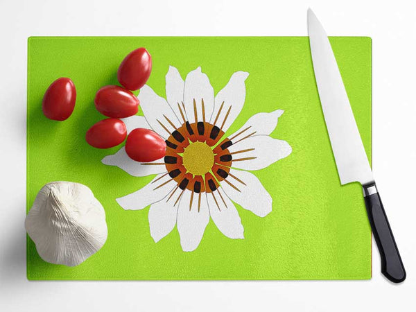 White Daisy Greens Glass Chopping Board