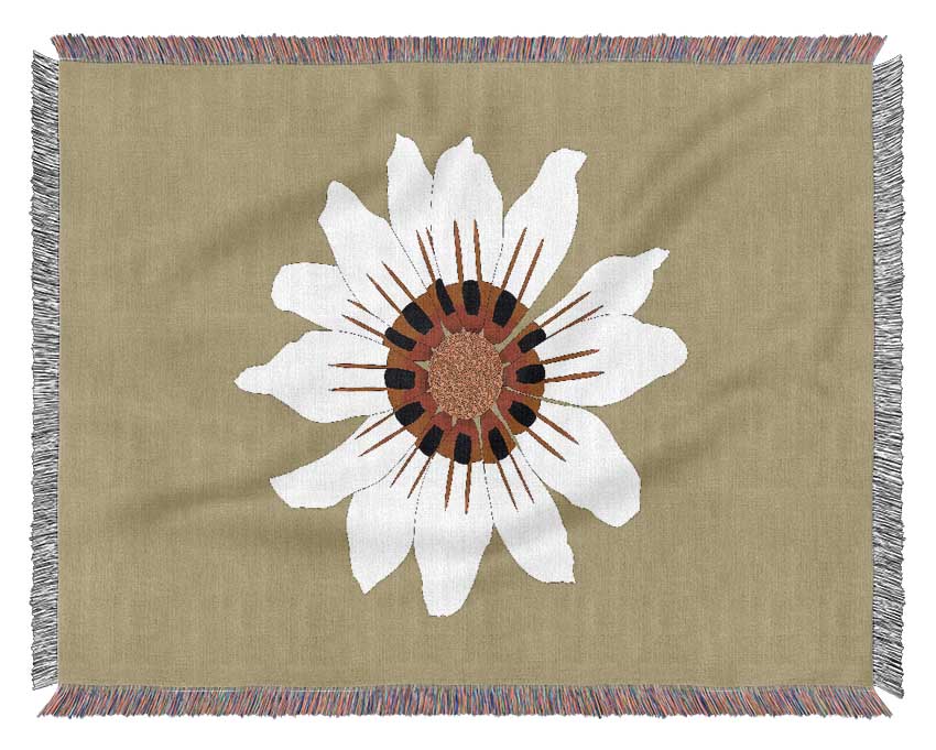 White Daisy Greens Woven Blanket