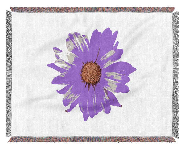 Pink Daisy On White Woven Blanket