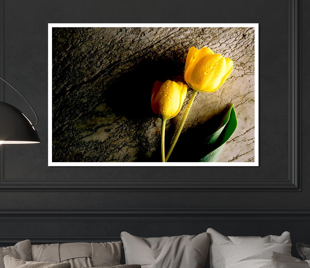 Yellow Tulip Duo Print Poster Wall Art