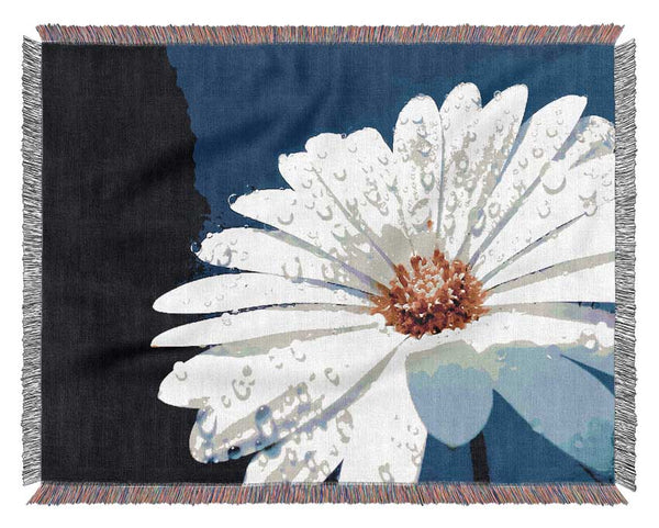 White Daisy Petal Droplet Woven Blanket