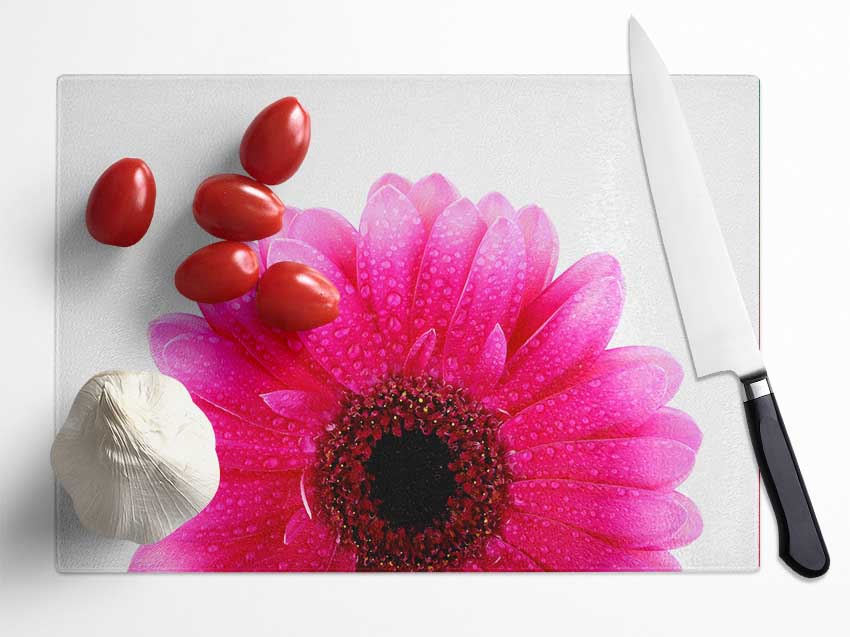 Pink Petal Dew Drop Gerbera Glass Chopping Board