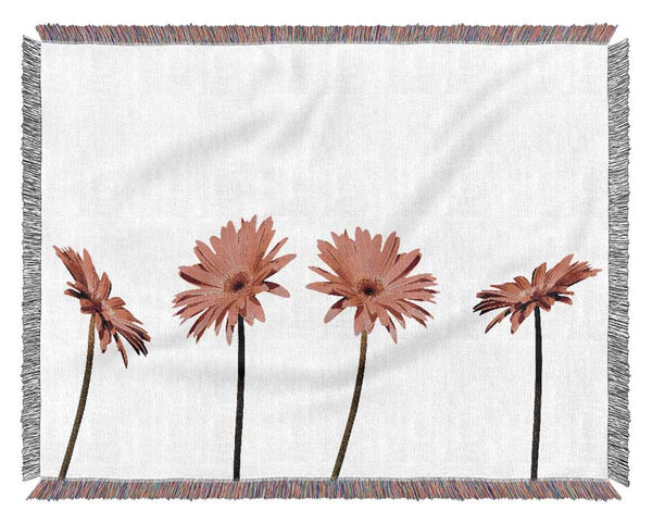 Pink Gerbera Quads Woven Blanket