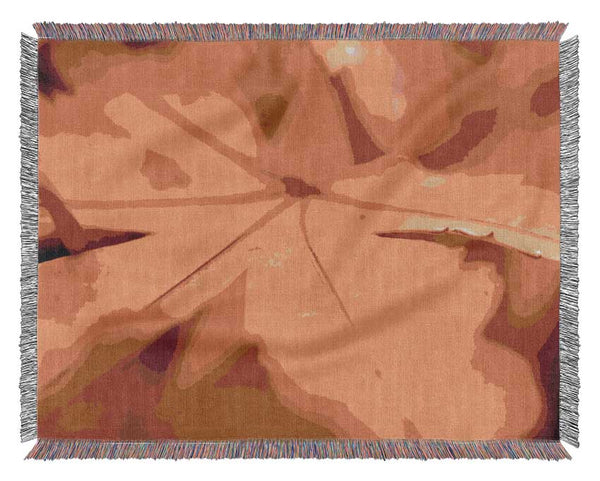 Orange Winter Leaf Woven Blanket