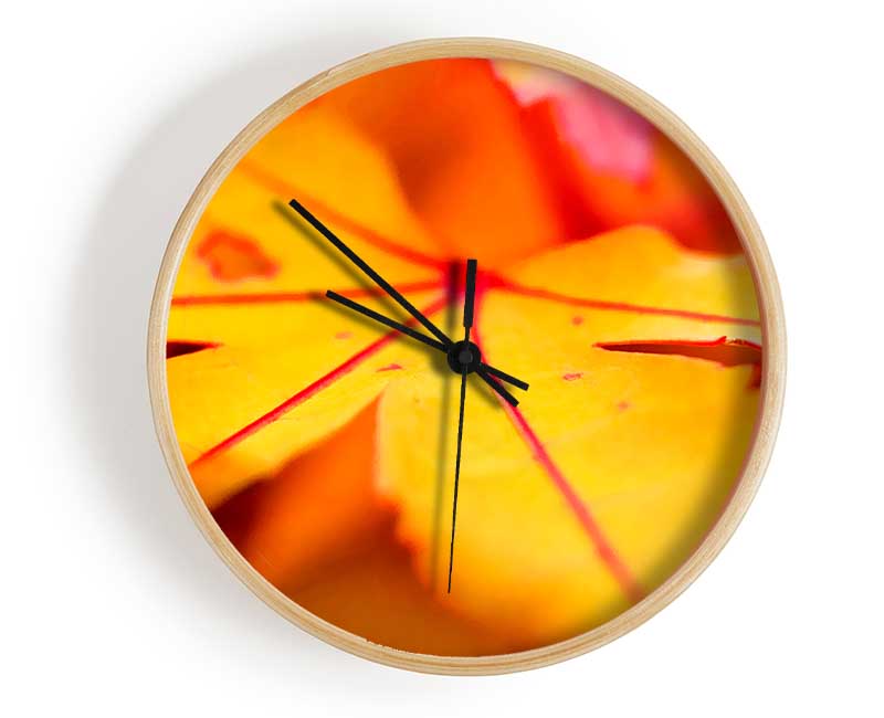 Orange Winter Leaf Clock - Wallart-Direct UK