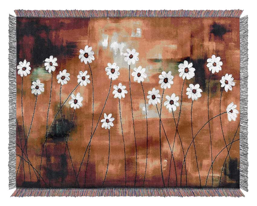 Daisy Whites Woven Blanket